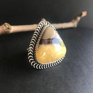 Large Boho Ring with Septarian Stone, Earthy